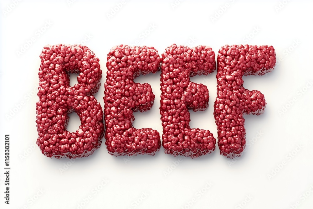 Ground beef formed into letters showcases fresh meat for culinary use in meal preparation Ground beef formed into letters showcases fresh meat for culinary use in meal preparation