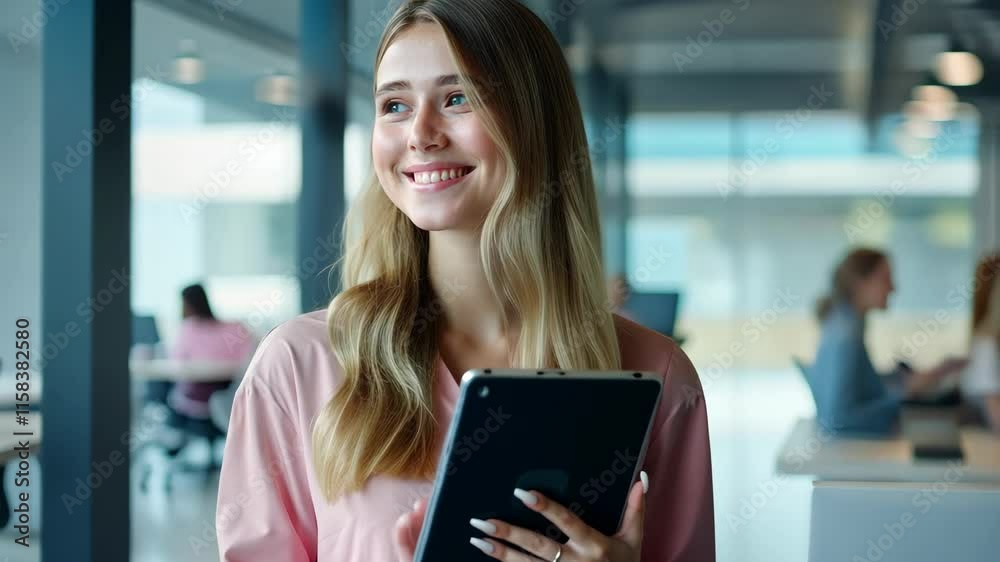 The Smiling Woman with Tablet The Smiling Woman with Tablet