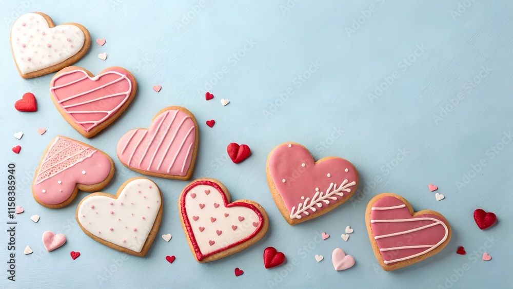 heart shaped cookies on table