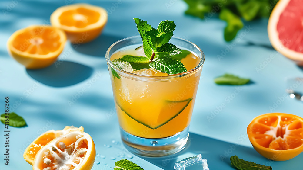 Refreshing citrus cocktail with mint