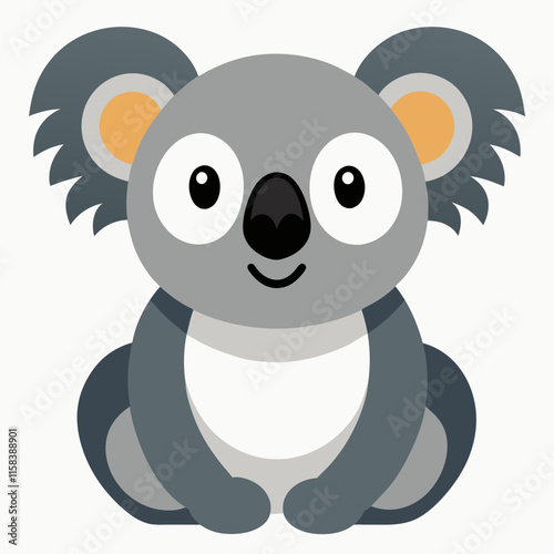 Cute Koala Branch Tree Cartoon Vector Icon Illustration. Animal Nature Icon Concept Isolated Premium Vector. Flat Cartoon Style