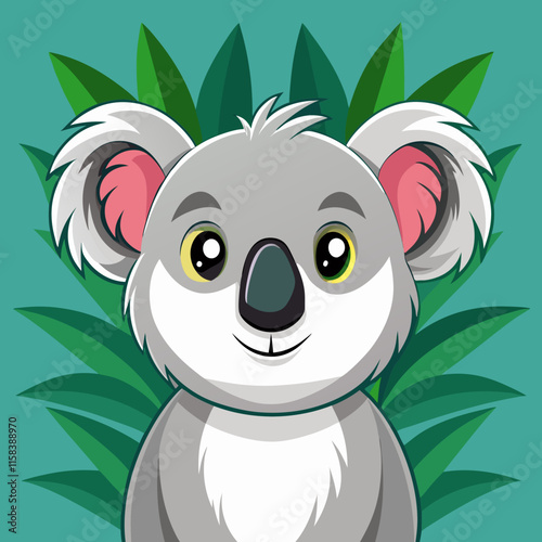 Cute Koala Branch Tree Cartoon Vector Icon Illustration. Animal Nature Icon Concept Isolated Premium Vector. Flat Cartoon Style