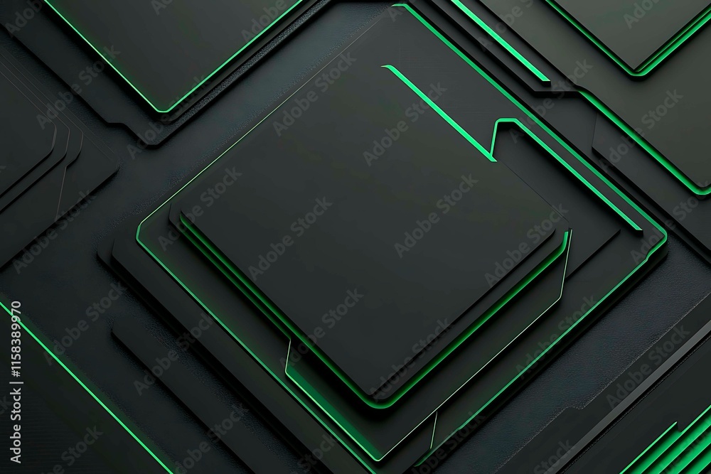 This vector illustration features a gradient green-black circuit board background, highlighted by an abstract technology pattern resembling interconnected circuitry. This vector illustration features a gradient green-black circuit board background, highlighted by an abstract technology pattern resembling interconnected circuitry.