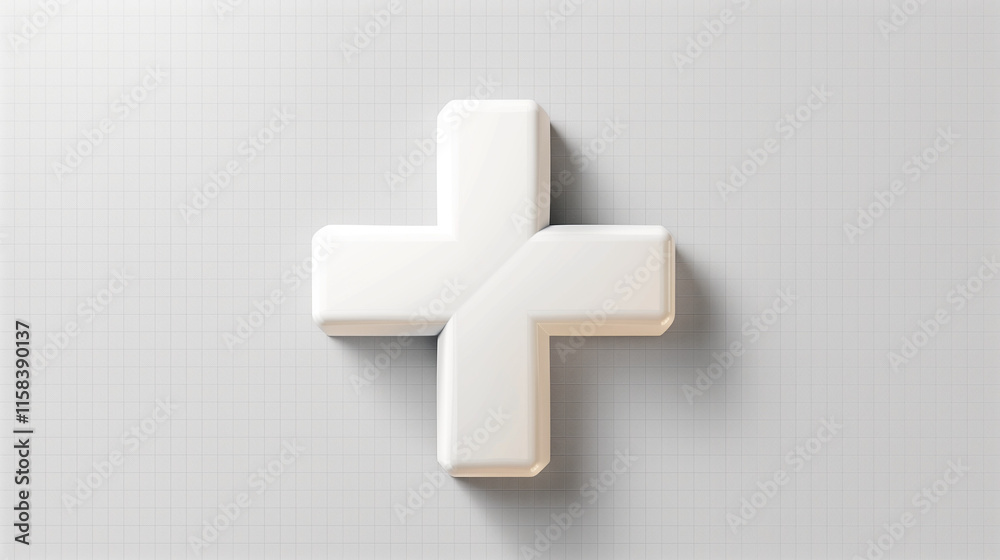 Fototapeta premium white cross mark 3d render icon isolated on transparent background cutout