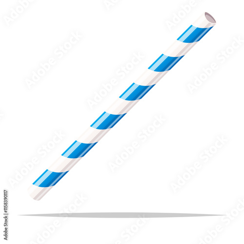 Striped drinking straw vector isolated illustration