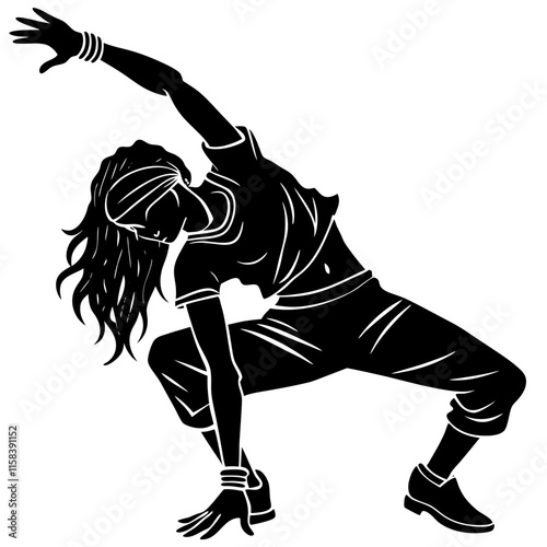 Female Street Dancer Performing Dynamic Pose in Athletic Gea