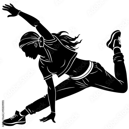 Female Street Dancer Performing Dynamic Pose in Athletic Gea