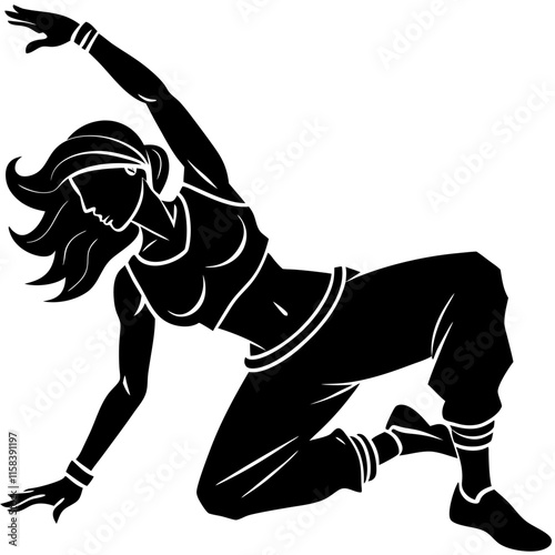 Female Street Dancer Performing Dynamic Pose in Athletic Gea