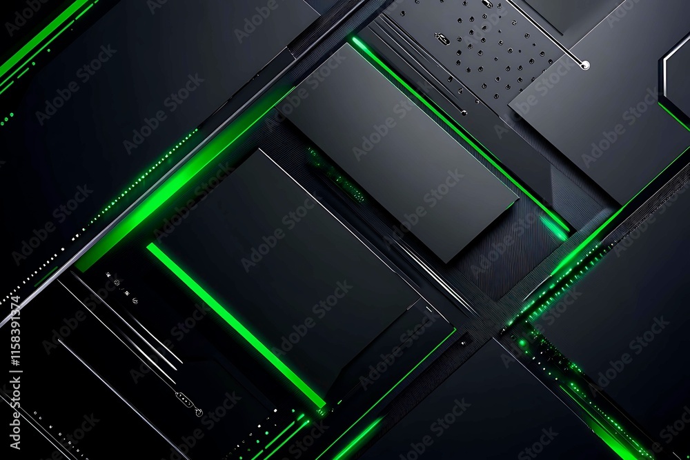 This vector illustration features a gradient green-black circuit board background, highlighted by an abstract technology pattern resembling interconnected circuitry. This vector illustration features a gradient green-black circuit board background, highlighted by an abstract technology pattern resembling interconnected circuitry.