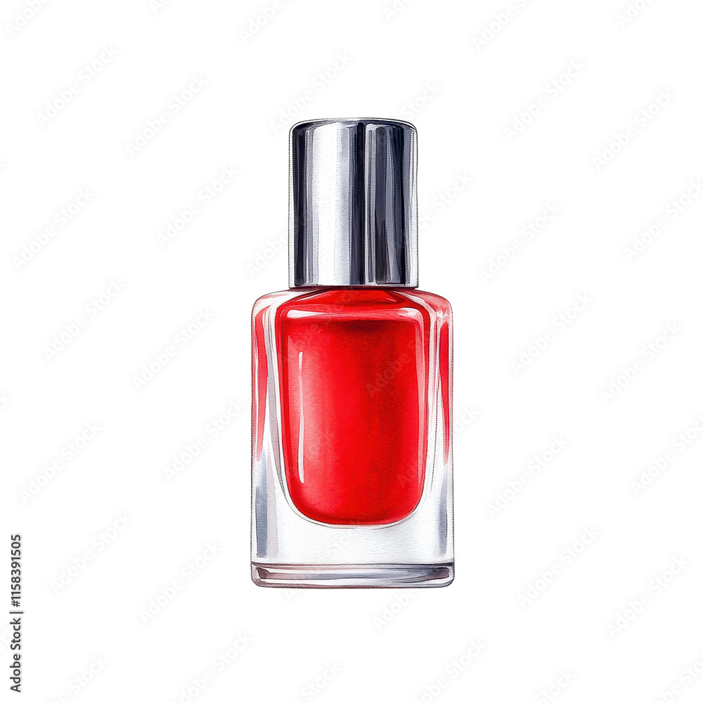 Vibrant Red Nail Polish in Clear Bottle Vibrant Red Nail Polish in Clear Bottle
