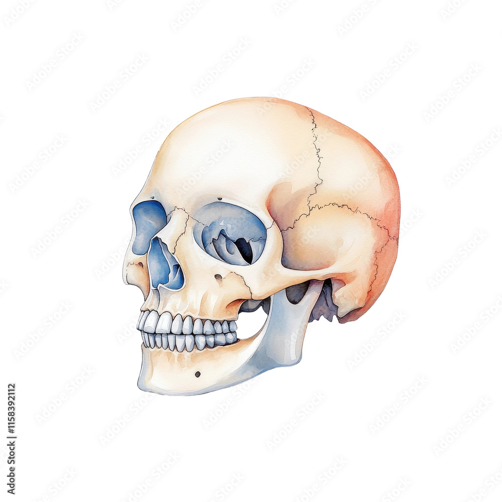 Detailed Illustration of a Human Skull