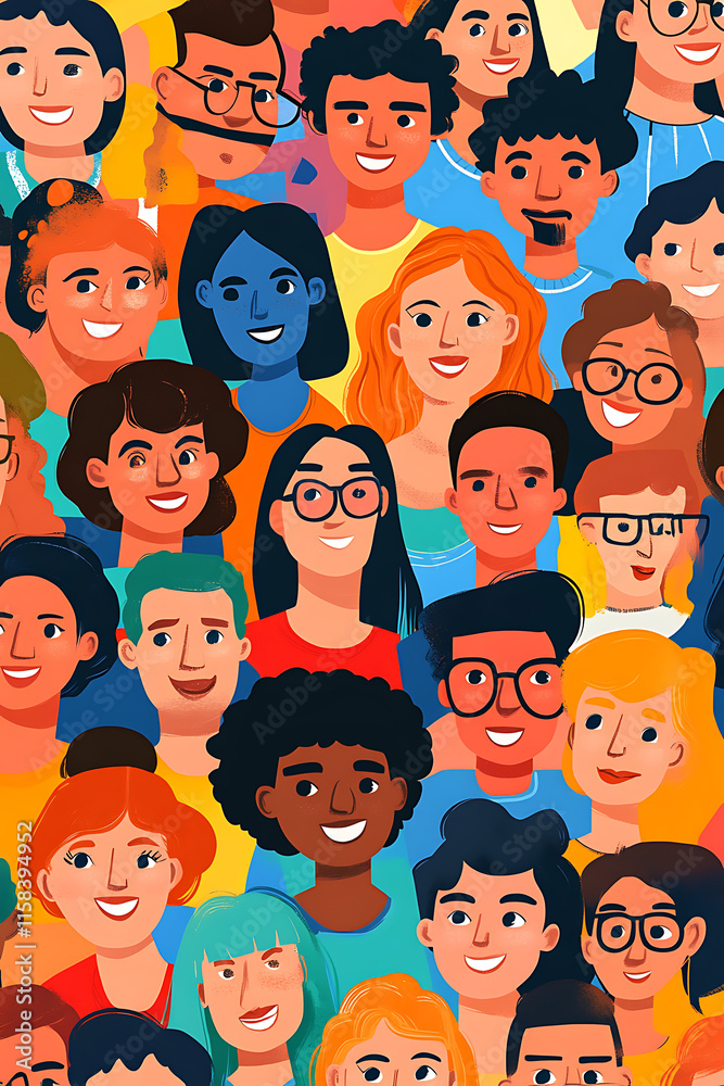 A vibrant illustration of diverse faces, showcasing community and inclusivity. A vibrant illustration of diverse faces, showcasing community and inclusivity.