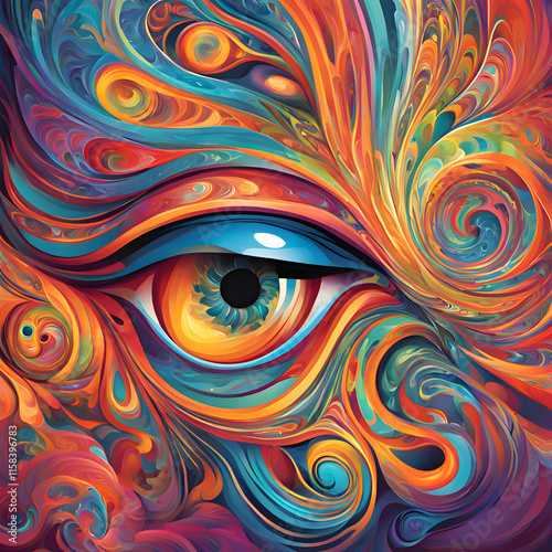 Psychedelic eye painting by artist mark vandervelgt generative ai