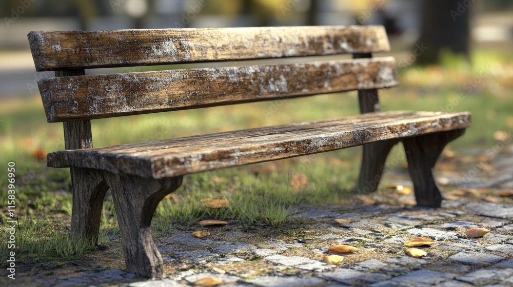 Fototapeta premium Rustic Wooden Bench in a Park