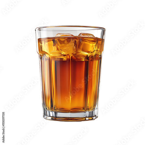 Refreshing iced drink in a glass Transparent Background.