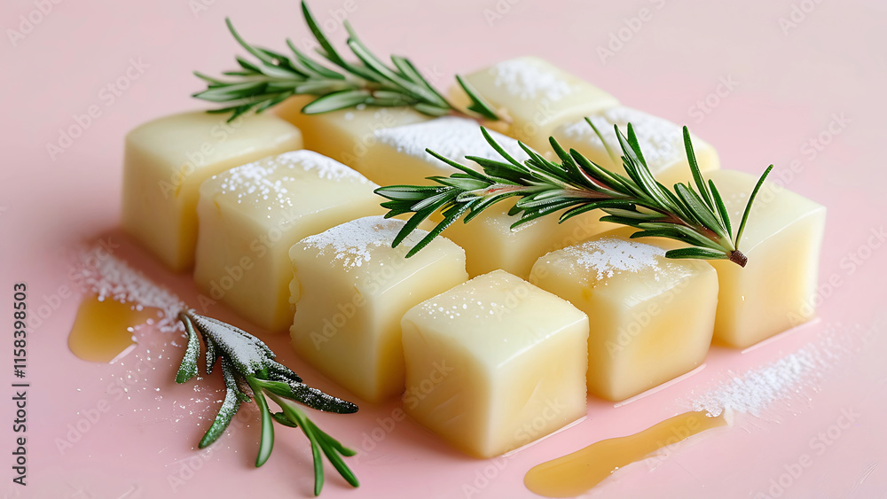 Gourmet Honey Cubes with Rosemary, Elegant Dessert or Appetizer Gourmet Honey Cubes with Rosemary, Elegant Dessert or Appetizer