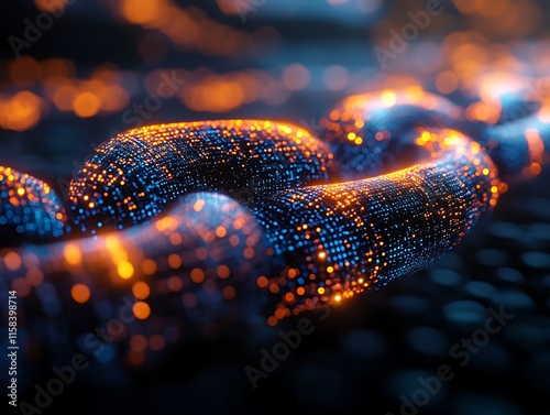 Glowing digital chain link. photo