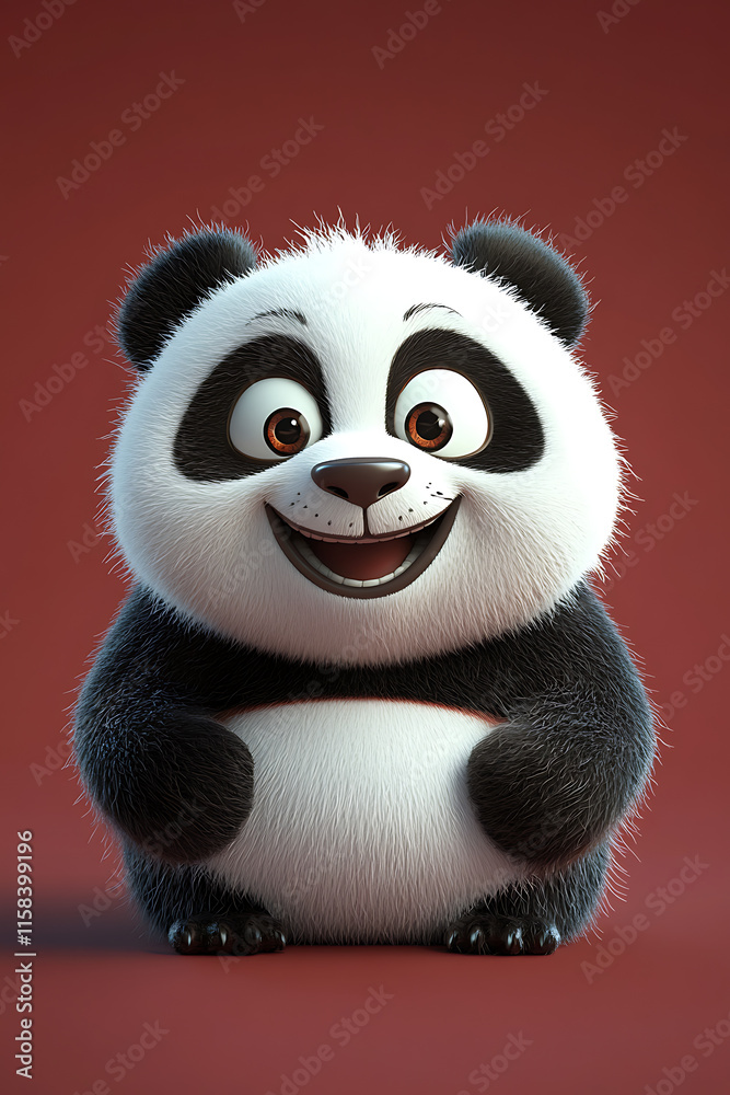 A cheerful cartoon panda with a friendly smile, designed to evoke joy and cuteness. A cheerful cartoon panda with a friendly smile, designed to evoke joy and cuteness.