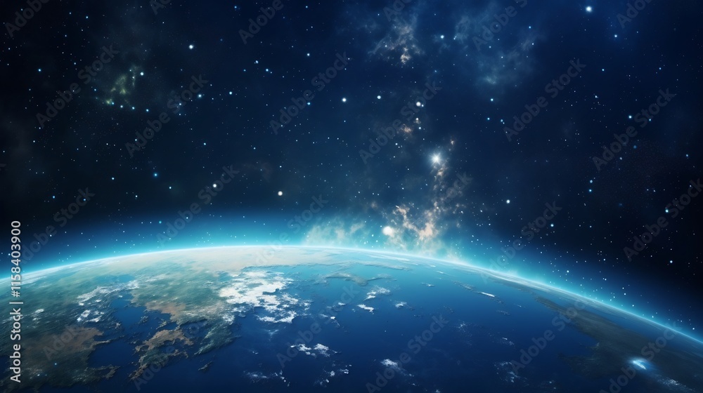 close up view of planet Earth suspended against the breathtaking backdrop of the luminous Milky Way galaxy showcasing the majestic beauty and wonder of the cosmic realm close up view of planet Earth suspended against the breathtaking backdrop of the luminous Milky Way galaxy showcasing the majestic beauty and wonder of the cosmic realm