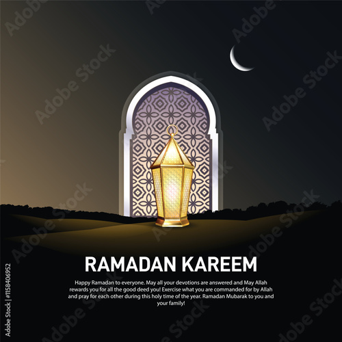 ramadan kareem creative banner, poster, social media post, postcard, background, greetings card, backdrop, template design etc. Vector background for holy month of muslim community Ramadan Kareem.