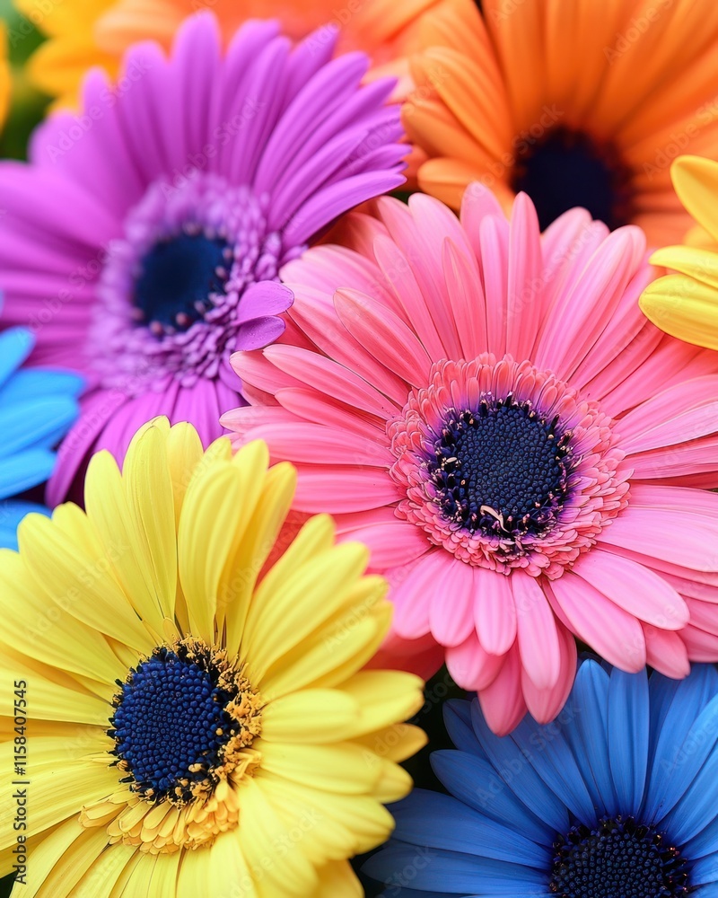 Vibrant close-up of colorful gerbera daisies. Vibrant close-up of colorful gerbera daisies.