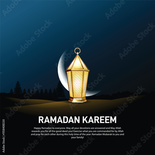 ramadan kareem creative banner, poster, social media post, postcard, background, greetings card, backdrop, template design etc. Vector background for holy month of muslim community Ramadan Kareem.