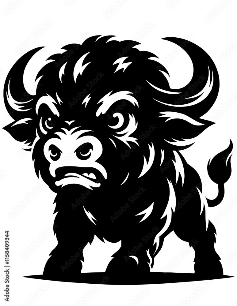 Obraz premium Buffalo SVG, Baby Buffalo Svg, Buffalo Vector, Cute Buffalo Vectors, Buffalo Silhouette, Buffalo Clipart