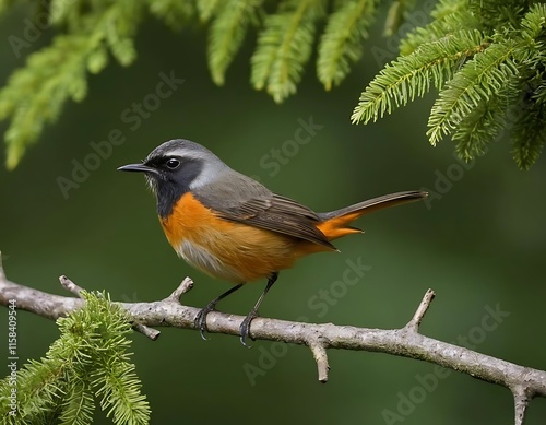 A Daurian Redstart Perched on a Branch photo