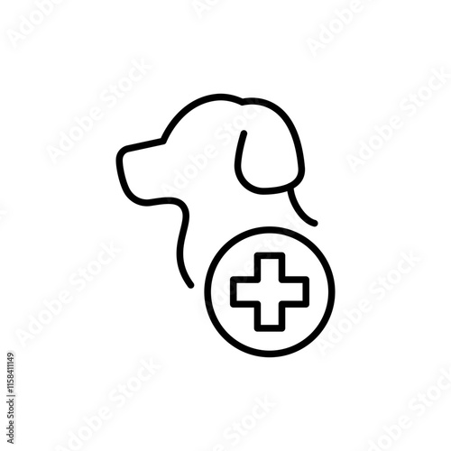 Dog veterinary outline icons, minimalist vector illustration ,simple transparent graphic element .Isolated on white background