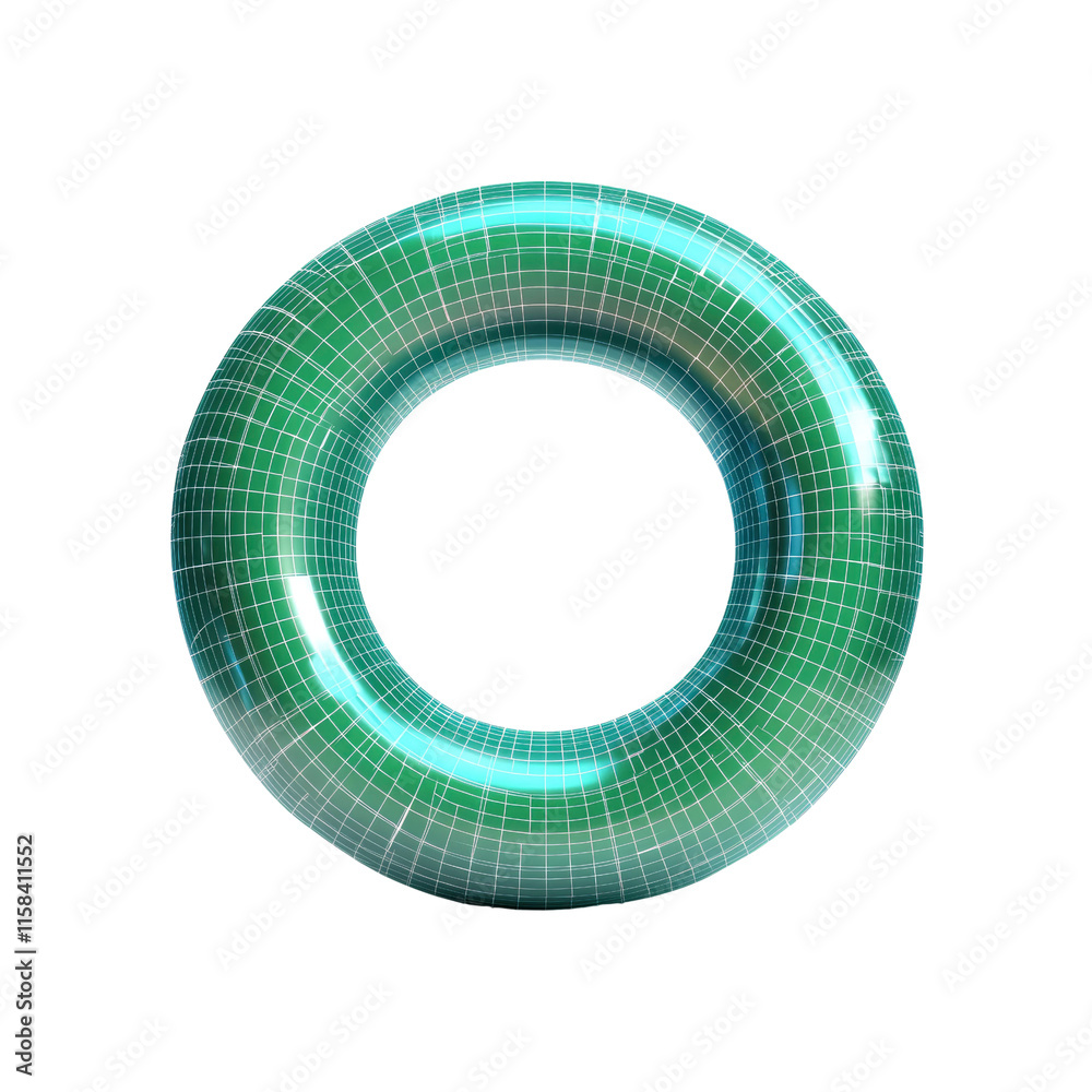 Abstract Green Torus 3D Render Geometric Shape with Wireframe Texture Abstract Green Torus 3D Render Geometric Shape with Wireframe Texture