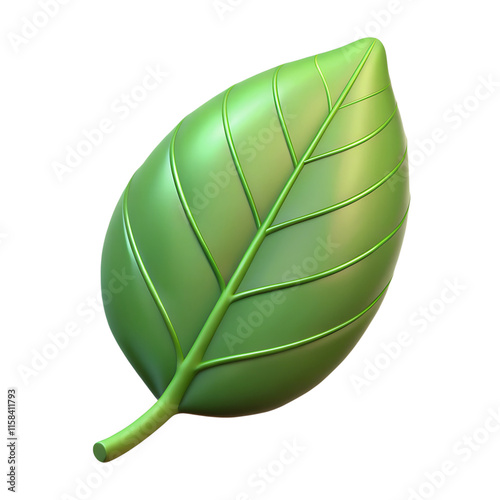 Leaf of tree and plant. Ecology, bio and natural products concept. 3d icon. Cartoon minimal style.