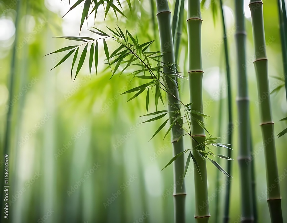 Fototapeta premium Lush Green Bamboo Forest Tranquil Scene