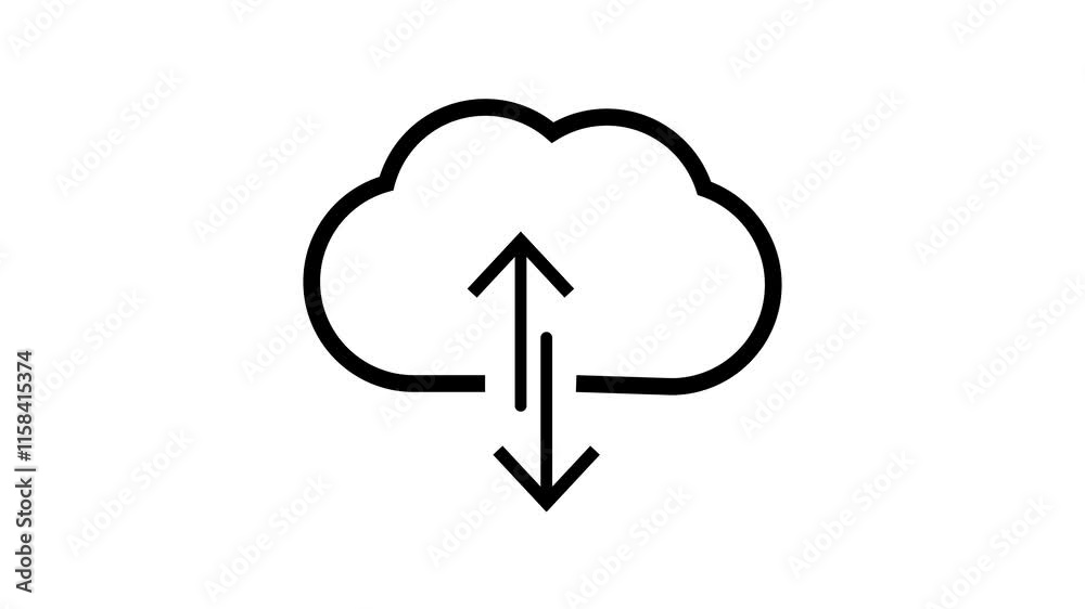 Cloud upload download icon animation isolated against a white background. Cloud upload download icon animation isolated against a white background.