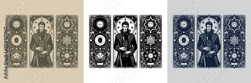 detailed mage playing card tattoo design