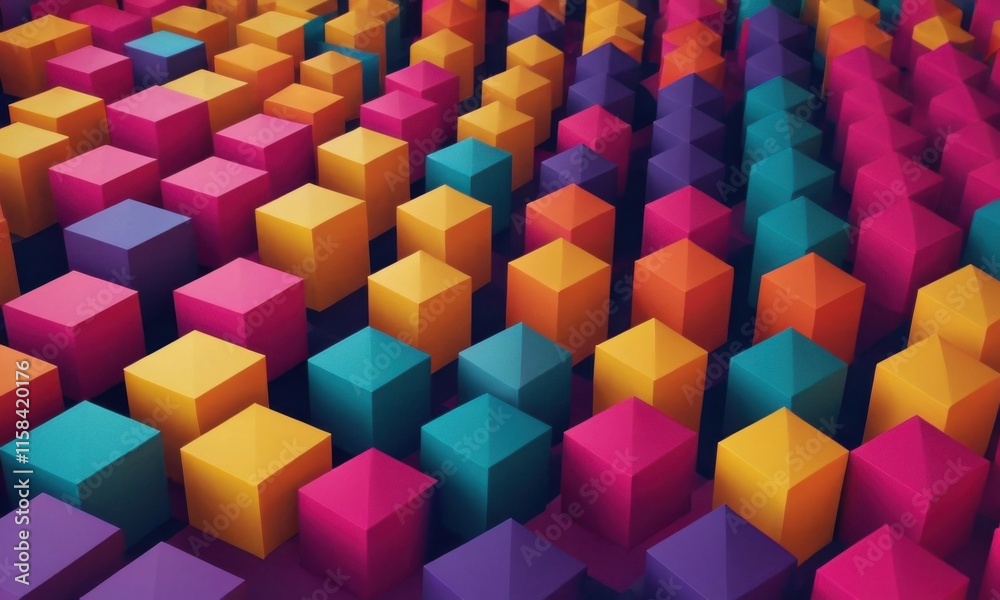 Abstract Geometric Pattern of Colorful Cubes Abstract Geometric Pattern of Colorful Cubes