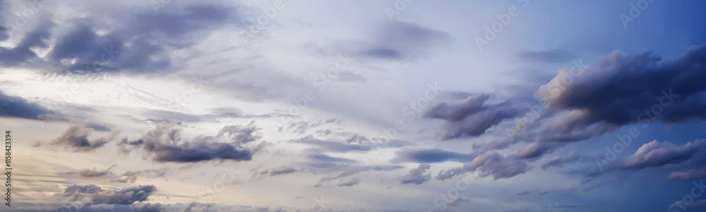 A panorama with a beautiful sunset sky with clouds. Background with sky at dawn A panorama with a beautiful sunset sky with clouds. Background with sky at dawn