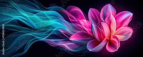 Wallpaper Mural Cosmos floral abstract background concept. Vibrant pink flower with flowing colors on a dark background, symbolizing beauty and grace. Torontodigital.ca