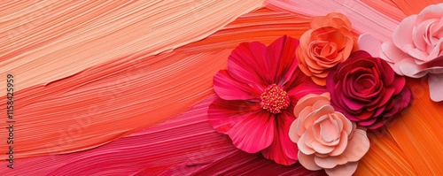 Cosmos floral abstract background concept. Vibrant floral arrangement on a colorful background showcasing beauty and artistry.