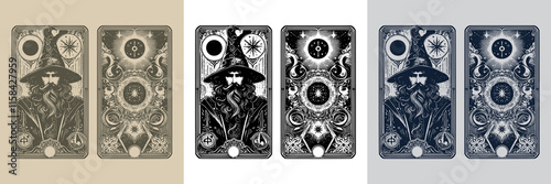 powerful mage playing card tattoo design