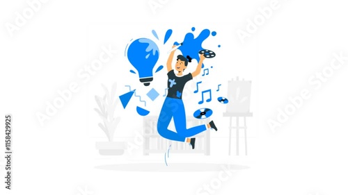 Free Female Creative Artist With Ideas Animated Illustration