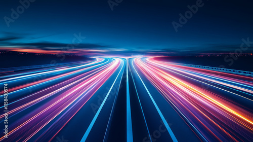Abstract technology hi tech background concept speed movement motion blur moving fast in the light for template design dark blue .Vector illustration photo