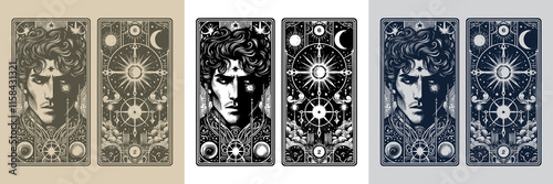 vintage mage playing card tattoo design