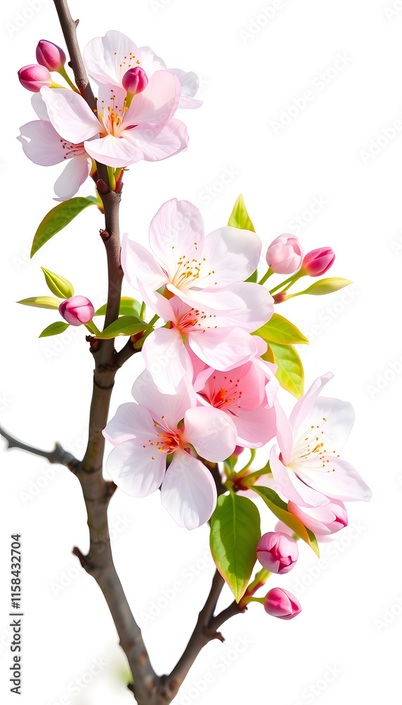 Obraz premium Beautiful sakura flowers isolated on white, isometry