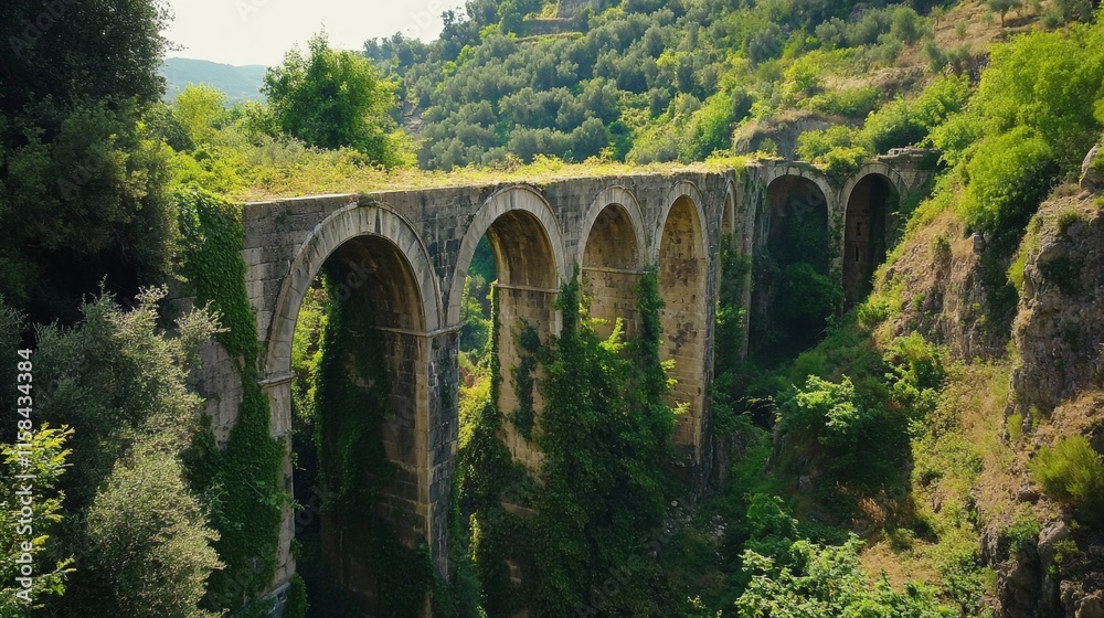 Ancient Stone Bridge in a Lush Mountain Valley Ancient Stone Bridge in a Lush Mountain Valley