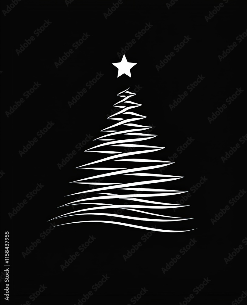 Obraz premium a stylized christmas tree with a star on top on a black background