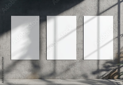 Blank Posters on a Concrete Wall Mockup