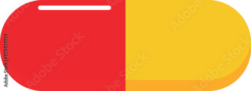 Red and Yellow Capsule Pill Flat Vector Illustration