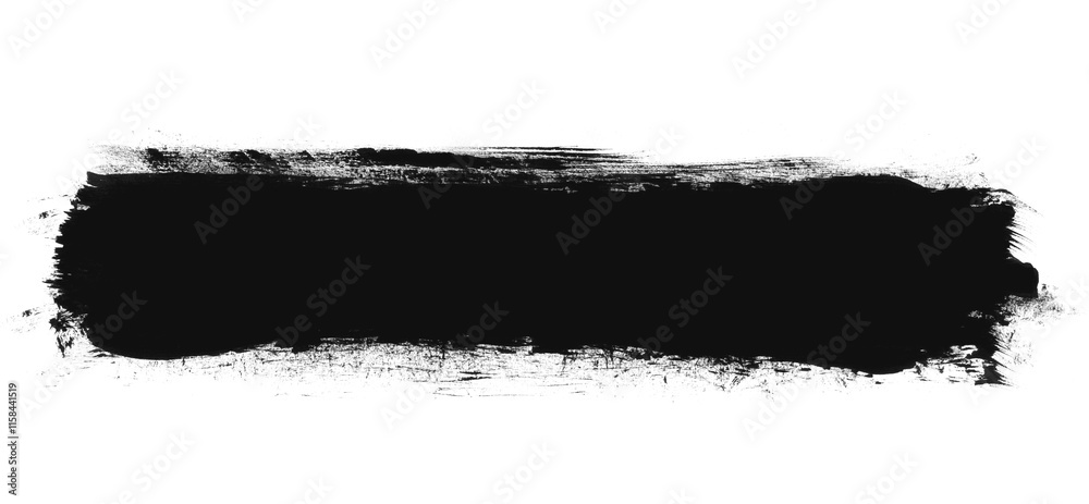 Fototapeta premium Black Paint Brush Stroke Title Frame Label Banner