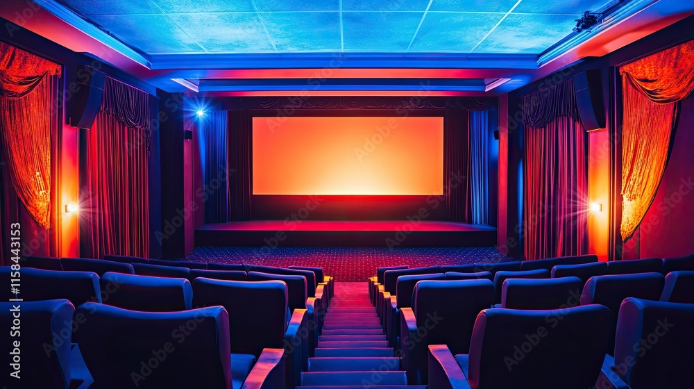 Fototapeta premium A high-tech home theater setup with a dual-screen display and an automated lighting system