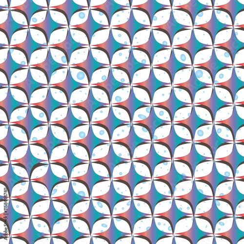 Abstract seamless pattern of multicolored gradient geometric shapes, stars, space, festival.